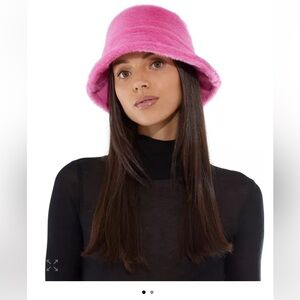 Apparis Tatum Faux Fur Bucket Hat in Sugar Pink